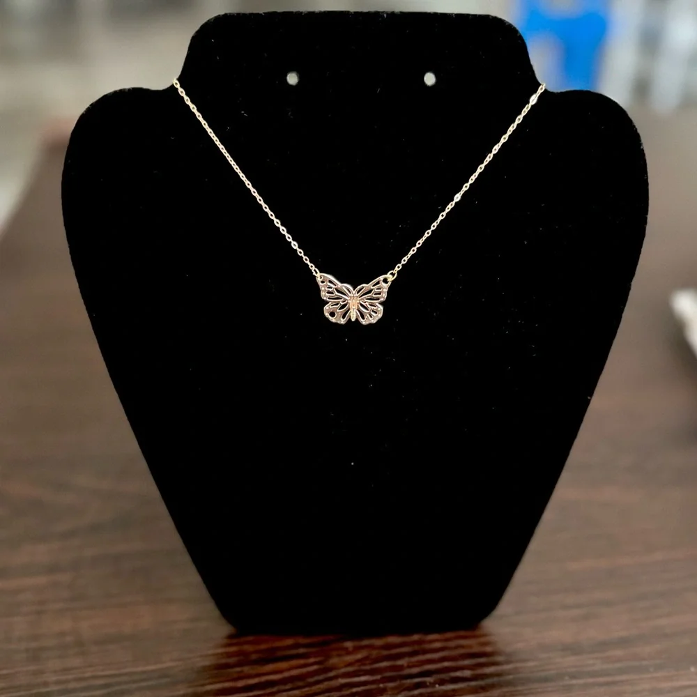 Butterfly Pendant Necklace | Delicate Minimalist Chain - Picture 1 of 3